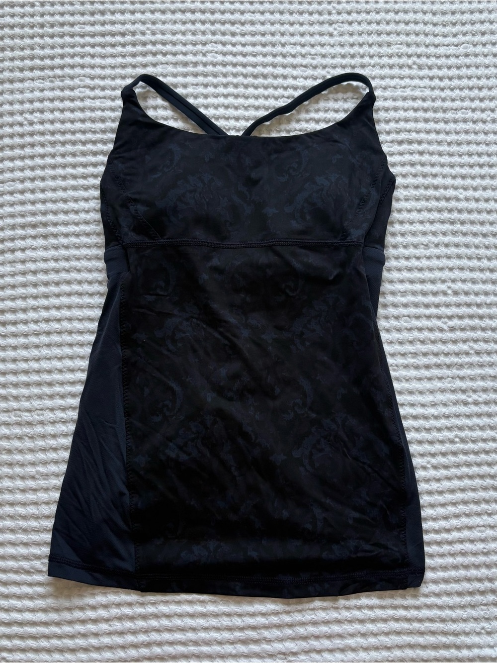 Lululemon Yeah Yoga Tank Baroque Inkwell Navy Black Mesh Back Cross Strap 4 - Picture 2 of 7